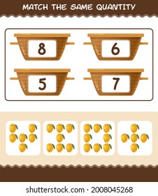 Match the same quantity of mango. Counting game. Educational game for pre shool years kids and toddlers