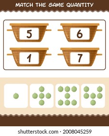 Match the same quantity of melon. Counting game. Educational game for pre shool years kids and toddlers