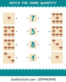 Match the same quantity of mushroom. Counting game. Educational game for pre shool years kids and toddlers