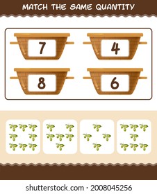 Match the same quantity of olive. Counting game. Educational game for pre shool years kids and toddlers