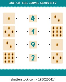 Match the same quantity of papaya. Counting game. Educational game for pre shool years kids and toddlers