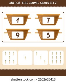 Match the same quantity of parsnip. Counting game. Educational game for pre shool years kids and toddlers