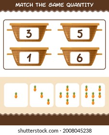Match the same quantity of pineapple. Counting game. Educational game for pre shool years kids and toddlers