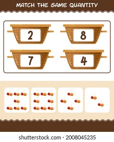 Match the same quantity of pitanga. Counting game. Educational game for pre shool years kids and toddlers