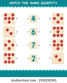 Match the same quantity of pomegranate. Counting game. Educational game for pre shool years kids and toddlers