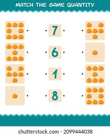 Match the same quantity of pumpkin. Counting game. Educational game for pre shool years kids and toddlers
