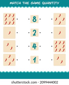 Match the same quantity of red chilli. Counting game. Educational game for pre shool years kids and toddlers