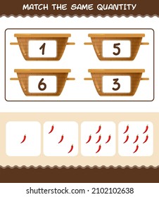 Match the same quantity of red chilli. Counting game. Educational game for pre shool years kids and toddlers