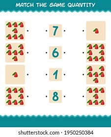 Match the same quantity of rose apple. Counting game. Educational game for pre shool years kids and toddlers