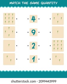 Match the same quantity of spring onion. Counting game. Educational game for pre shool years kids and toddlers