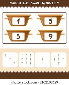 Match the same quantity of spring onion. Counting game. Educational game for pre shool years kids and toddlers
