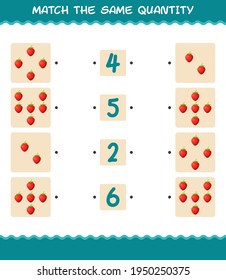 Match the same quantity of strawberry. Counting game. Educational game for pre shool years kids and toddlers