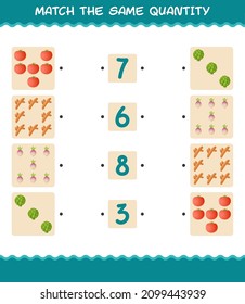 Match the same quantity of vegetables. Counting game. Educational game for pre shool years kids and toddlers
