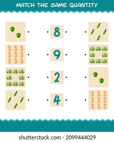 Match the same quantity of vegetables. Counting game. Educational game for pre shool years kids and toddlers