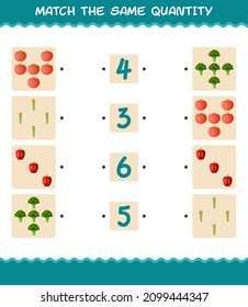 Match the same quantity of vegetables. Counting game. Educational game for pre shool years kids and toddlers