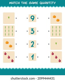 Match the same quantity of vegetables. Counting game. Educational game for pre shool years kids and toddlers