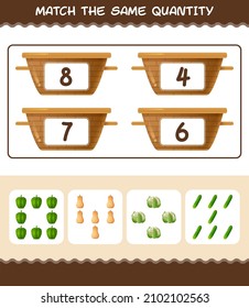 Match the same quantity of vegetables. Counting game. Educational game for pre shool years kids and toddlers