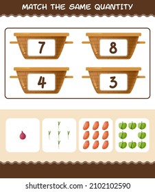Match the same quantity of vegetables. Counting game. Educational game for pre shool years kids and toddlers