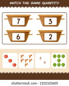 Match the same quantity of vegetables. Counting game. Educational game for pre shool years kids and toddlers