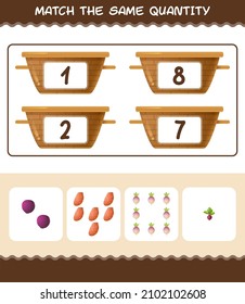 Match the same quantity of vegetables. Counting game. Educational game for pre shool years kids and toddlers
