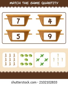 Match the same quantity of vegetables. Counting game. Educational game for pre shool years kids and toddlers