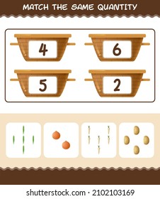 Match the same quantity of vegetables. Counting game. Educational game for pre shool years kids and toddlers