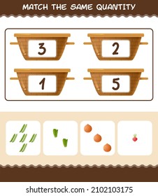 Match the same quantity of vegetables. Counting game. Educational game for pre shool years kids and toddlers