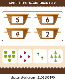 Match the same quantity of vegetables. Counting game. Educational game for pre shool years kids and toddlers