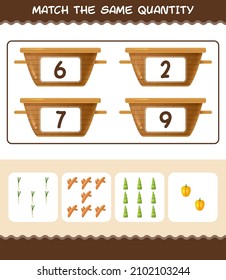Match the same quantity of vegetables. Counting game. Educational game for pre shool years kids and toddlers