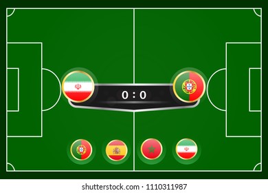 match schedule group b vector illustration. eps10.football tournament schedule. Nations flags info graphic. iran versus portugal