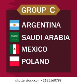 Match schedule group C. International soccer tournament in Qatar. Vector illustration.