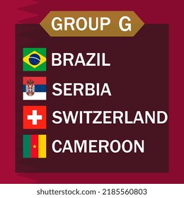 Match schedule group G. International soccer tournament in Qatar. Vector illustration.
