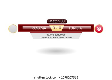 match schedule group g vector illustration. eps10.football tournament schedule. Nations flags info graphic. panama versus tunisia