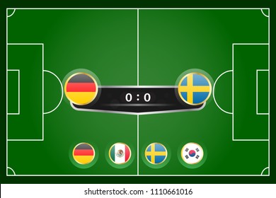 match schedule group g vector illustration. eps10.football tournament schedule. Nations flags info graphic. Germany versus sweden