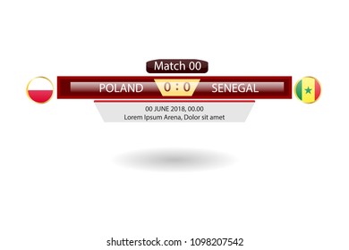 match schedule group h vector illustration. eps10.football tournament schedule. Nations flags info graphic. poland 

versus senegal