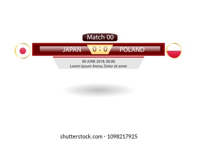 match schedule group h vector illustration. eps10.football tournament schedule. Nations flags info graphic. japan versus poland
