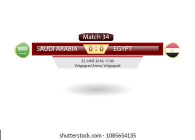 match schedule group A vector illustration. eps10.football tournament schedule. Nations flags info graphic. saudi arabia versus egypt.

