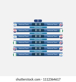 match schedule group A vector illustration. eps10.football tournament schedule. Nations flags info graphic.