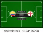 Match schedule round of 16. Soccer cup 2018. colombia versus england. vector illustration eps10