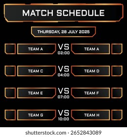 match schedule template for social media with luxurious theme and copper color. for post template on instagram, facebook and etc.