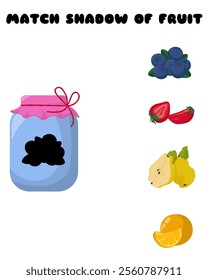 Match the shadow of the fruit, simple game vector illustration for kids leisure activities