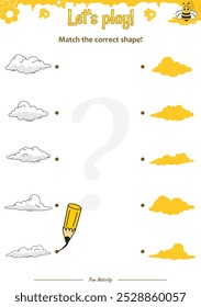 Corresponder a forma do tema Colmeia. Jogo educacional para crianças. Atividades divertidas para as crianças brincarem e aprenderem.