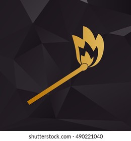 Match sign illustration. Golden style on background with polygons.