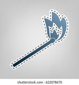 Match sign illustration. Vector. Blue icon with outline for cutting out at gray background.