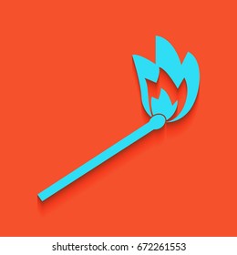 Match sign illustration. Vector. Blue icon with soft shadow putted down on flamingo background.