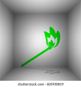 Match sign illustration. Vector. Green icon with shadow in the room.