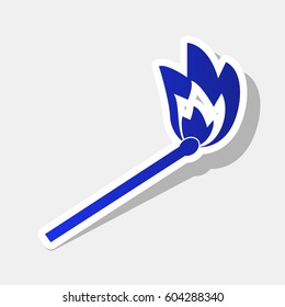 Match sign illustration. Vector. New year bluish icon with outside stroke and gray shadow on light gray background.