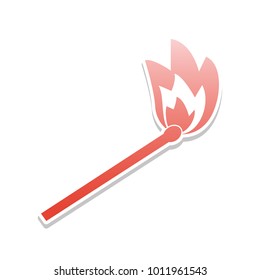 Match sign illustration. Vector. Reddish icon with white and gray shadow on white background. Isolated.