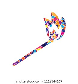 Match sign illustration. Vector. Stained glass icon on white background. Colorful polygons. Isolated.