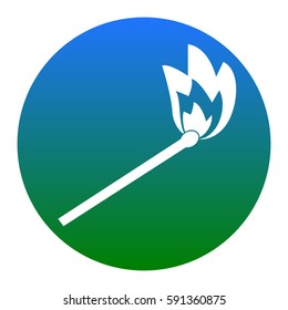 Match sign illustration. Vector. White icon in bluish circle on white background. Isolated.